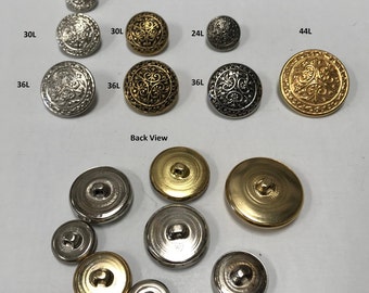 One Package (12 Buttons) Vintage "Art Deco" Filigree Pattern metal Shank Buttons K745 avalaible in several colors and sizes