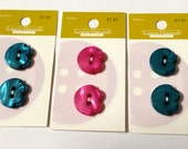 Bright Teal or Fuchsia Tulip Shaped Buttons