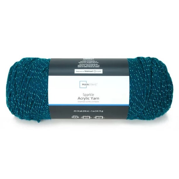 Mainstays Sparkle Metallic Acrylic Yarn Teal Blue Lot of 2 Skeins 