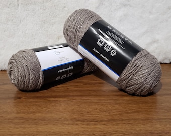 Mainstays Sparkle Metallic Acrylic Yarn Taupe Lot of 2 Skeins