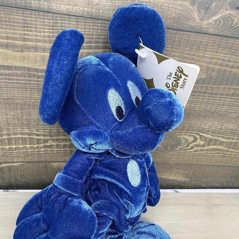 Disney Store Cobalt Blue Mickey Mouse Mini 8 inch Bean Bag Plush With Tag image 3