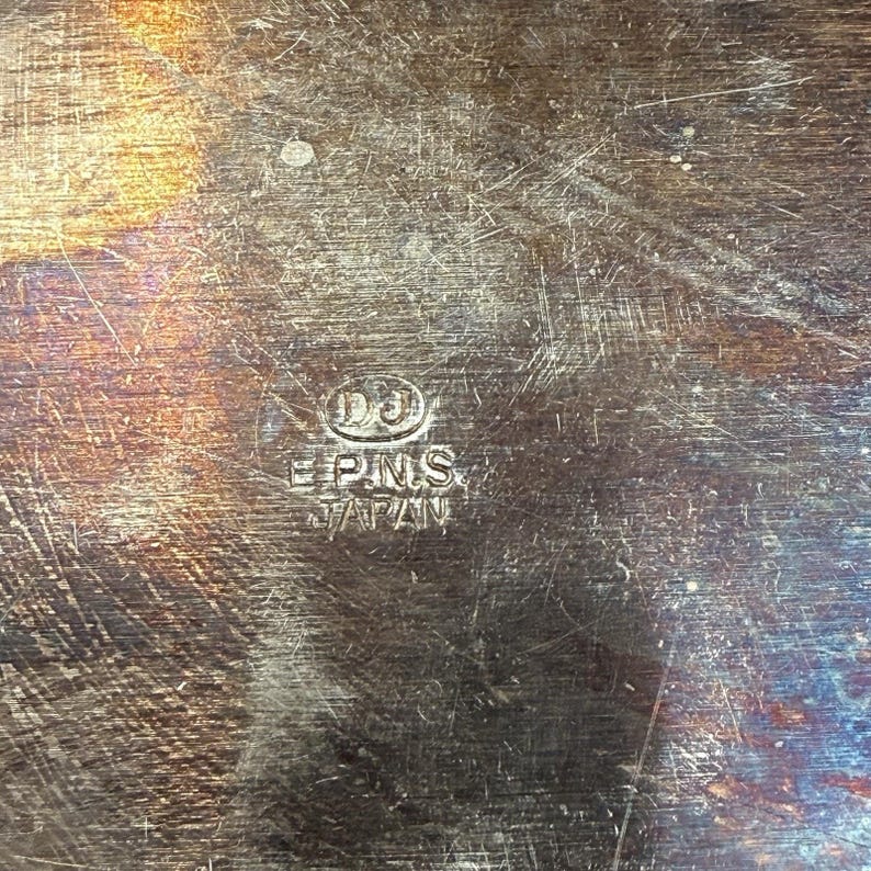 Vintage DJ EPNS Japan Silent Butler Pan with Lid and Wood Handle image 5