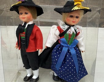 Vintage Sleepy Eye Dolls German Bavarian or Austrian Souvenir 6 Inch Boy Girl