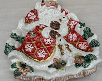 Vintage 1996 Fitz and Floyd Classics Father Noel Santa Canape Plate