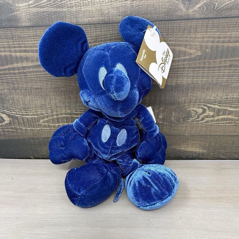 Disney Store Cobalt Blue Mickey Mouse Mini 8 inch Bean Bag Plush With Tag image 1