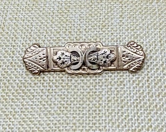 Antique Victorian Taille D'Epargne Detailed Gold Filled Bar Pin Brooch