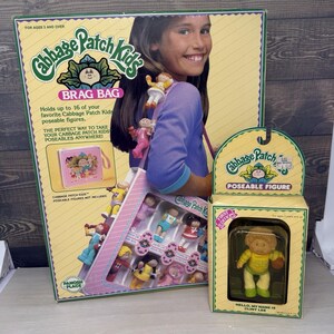 Vintage 1980s Cabbage Patch Kids Brag Bag Case & 1 Posable Figure In Box Coleco