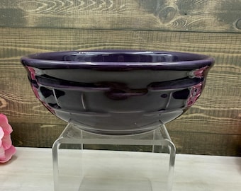 Longaberger Pottery Woven Traditions Eggplant Purple Cereal Bowl 7 Inch