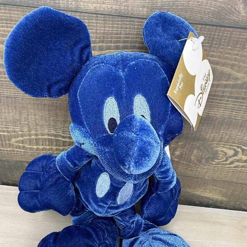 Disney Store Cobalt Blue Mickey Mouse Mini 8 inch Bean Bag Plush With Tag image 2