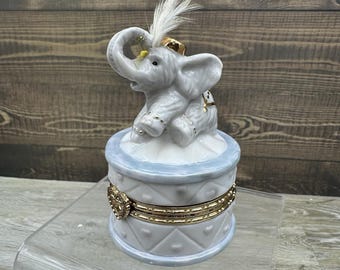 Circus Elephant Ta Dah Porcelain Hinged Trinket Box Under The Big Top Collection
