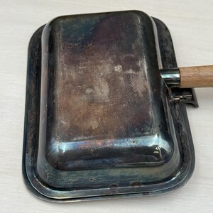 Vintage DJ EPNS Japan Silent Butler Pan with Lid and Wood Handle image 6