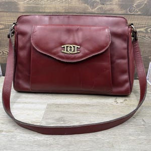 Vintage Etienne Aigner Leather Purse Shoulder Bag Deep Red Maroon Wine