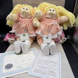 Cabbage Patch Doll Soft Sculpture 1986 Identical Twins Edition Janice and Joni