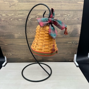 2000 Longaberger Noel Bell Basket With Wrought Iron Stand