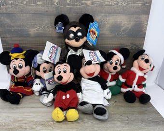 Vintage Disney Store Mickey and Minnie Mouse Lot of 6 and Aviator Mickey
