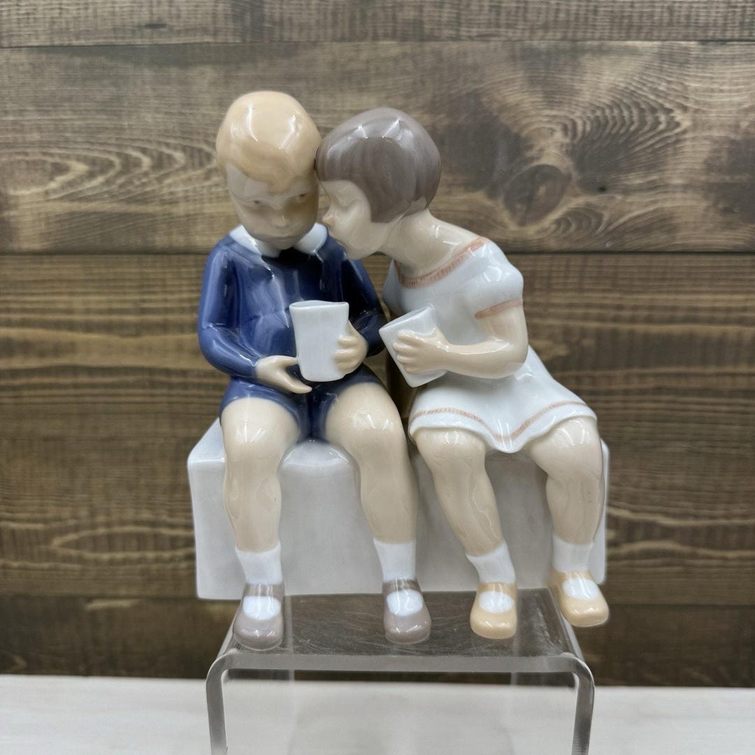 Bing & Grondahl Boy and Girl on Bench Unfair Treatment 2175 - Etsy