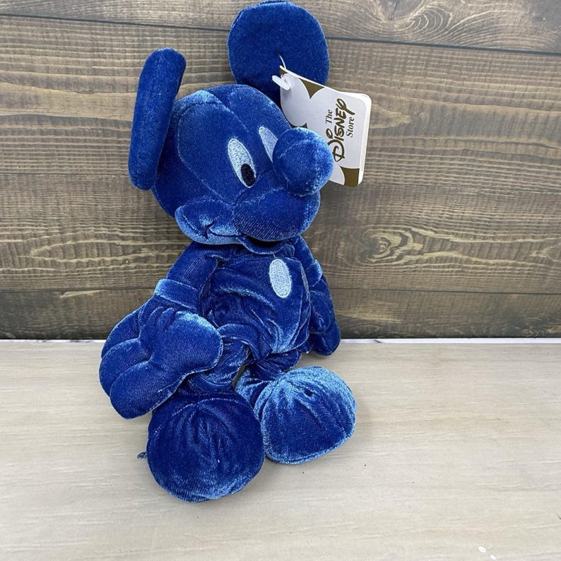 Disney Store Cobalt Blue Mickey Mouse Mini 8 inch Bean Bag Plush With Tag image 4