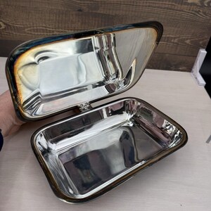 Vintage DJ EPNS Japan Silent Butler Pan with Lid and Wood Handle image 3