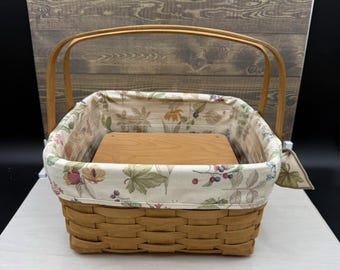 Longaberger Pie Cake Double Handle Basket With Liner Protector and Riser 12 x 12