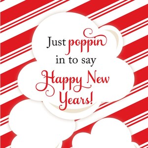 Happy New Year Popcorn Party Favors- 2 Microwave Popcorn Wrappers