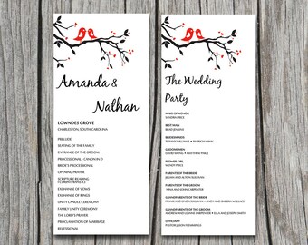 double heart wedding program microsoft word template gold etsy