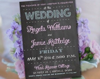 chalkboard rsvp postcard word template vintage romance