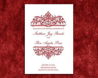 half fold wedding program template microsoft word autumn etsy