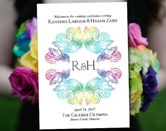 half fold wedding program template yellow gray wedding fold etsy half fold program template