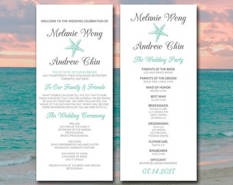 beach wedding program template seashell wedding program etsy