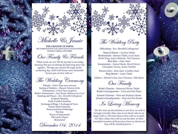 winter wedding program template
