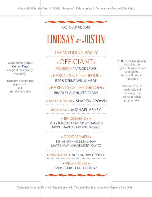 diy wedding program template
