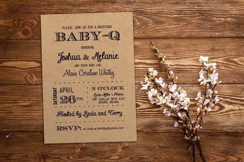 Baby Q Baby Shower Invitation Template Download Black Kraft Etsy Baby Q Baby Shower Invitation Template Download Black Kraft Etsy