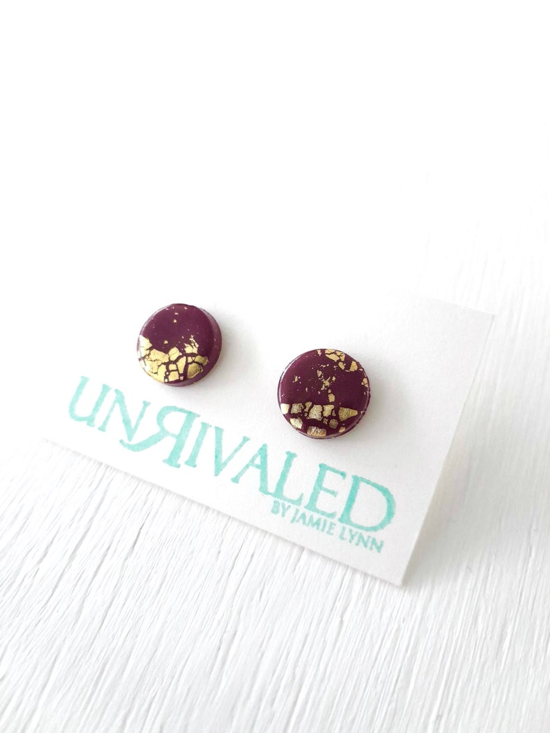 COLIBRI Earrings. White, Pink and Gold leaf Polymer Clay statement earrings with brass dangles