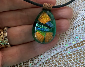 Art Glass, Glass Pendant, Dichroic Glass Jewelry, Unique Gift For Women, Fused Glass Pendant, Fused Glass, Glass Jewelry