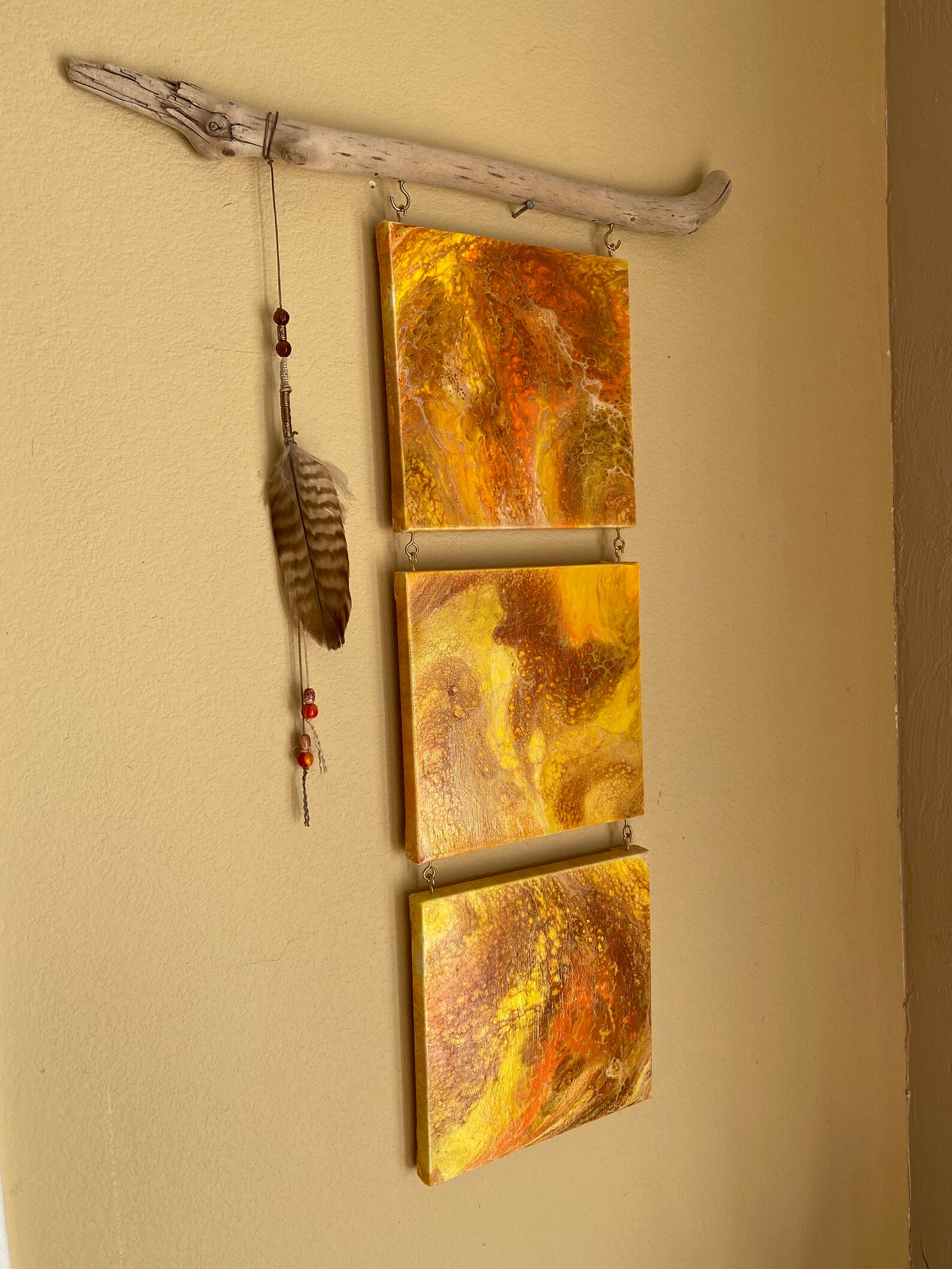 Acrylic Painting, Art, Wall Decor, Wall Hanging, Fire Art, Acrylic Pour