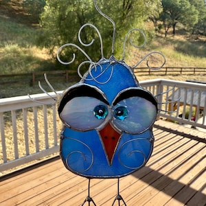 Bird, Stained Glass, Sun catcher, Glass bird, Crazy bird, Unique Gift, Silly Bird
