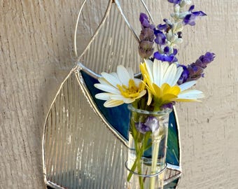 Propagation station, sun catcher, bud vase, hanging plant, stained glass, window art, hanging propagation station, unique gift