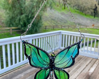 Butterfly, Vintage Spoons, Glass Art, Stained Glass, Butterfly Art, Window Hanging, Suncatcher, Stained Glass Butterfly, Unique gift
