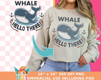 Ballena Hola PNG, Diseño Náutico Infantil (Descarga Digital)