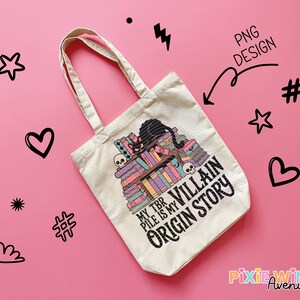 Funky Canvas Tote Bag, Villain Origin Story, Colorful Graphic Print, Trendy Reusable Shopping Bag, Gift Idea
