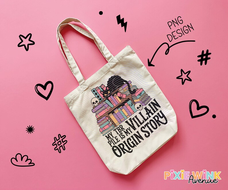 Funky Canvas Tote Bag, Villain Origin Story, Colorful Graphic Print, Trendy Reusable Shopping Bag, Gift Idea