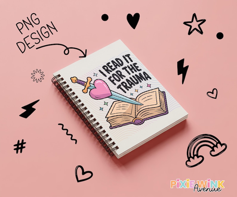 Spiral Notebook 'Read It For The Trauma' Graphic Design, Lined Pages Journal, Gift Idea