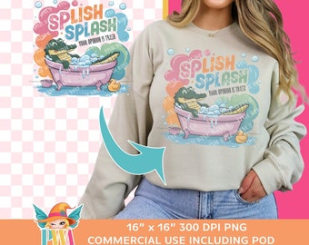 Bañera de cocodrilo divertida PNG, humor, diseño de sublimación (descarga digital)