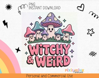 Imágenes prediseñadas PNG de la familia de hongos brujos, pegatina kawaii cottagecore (descarga digital)