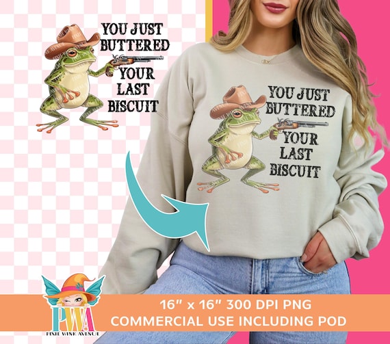 Cowboy Frog PNG, Funny Western Art for Sublimation (Digital Download)
