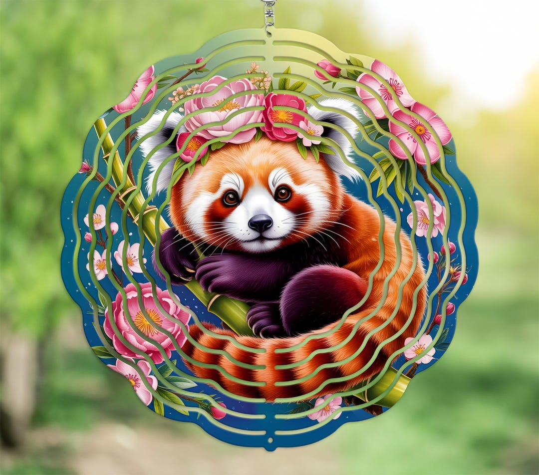 Adorable Red Panda PNG With Flower Crown for Wind Spinner Sublimation ...