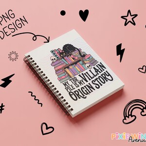 Colorful Pop Art Notebook, 'My BBY Villain Origin Story' Graphic, Spiral Bound Journal, Gift Idea