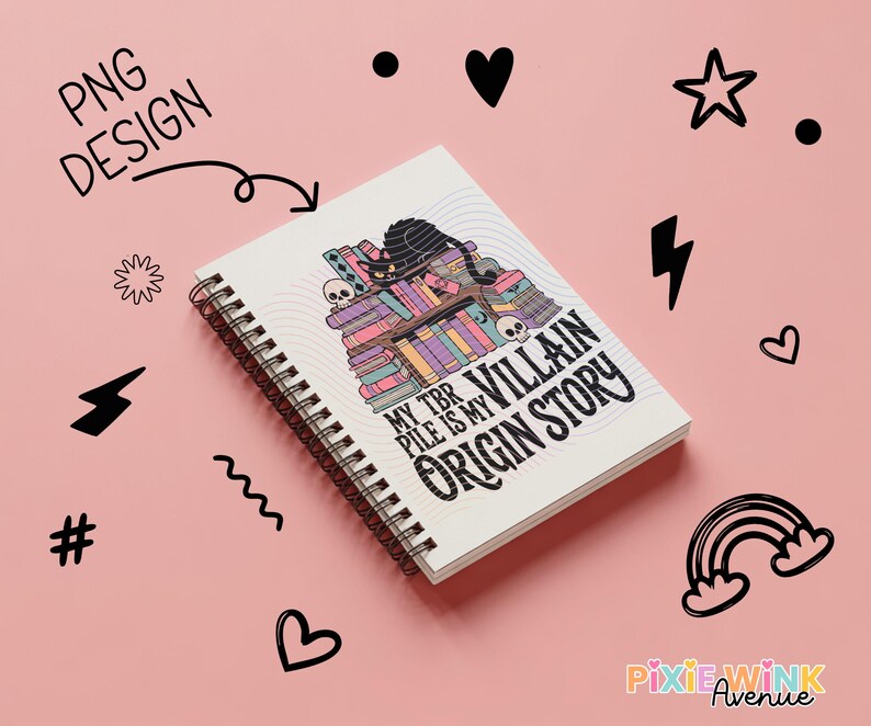 Colorful Pop Art Notebook, 'My BBY Villain Origin Story' Graphic, Spiral Bound Journal, Gift Idea