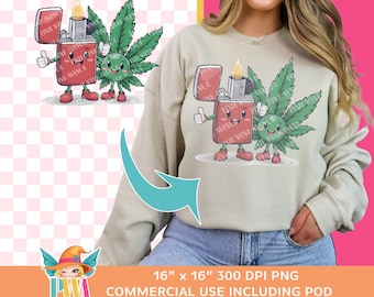 Cartoon Lighter Leaf Sublimation Design (PNG)