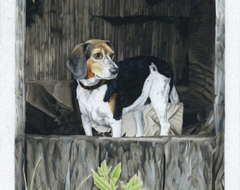 Greeting Card of Beagle Drawing